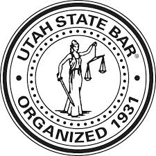 Sello del Colegio de Abogados de Utah, fundado en 1938, con la Justicia sosteniendo una balanza